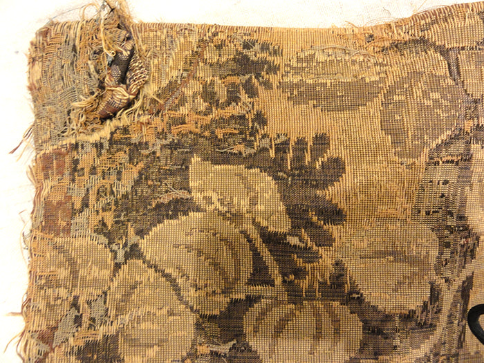 27167 Antique Belgium tapestry with condition issues