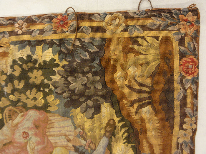27189 antique Needlepoint Tapestry hanging