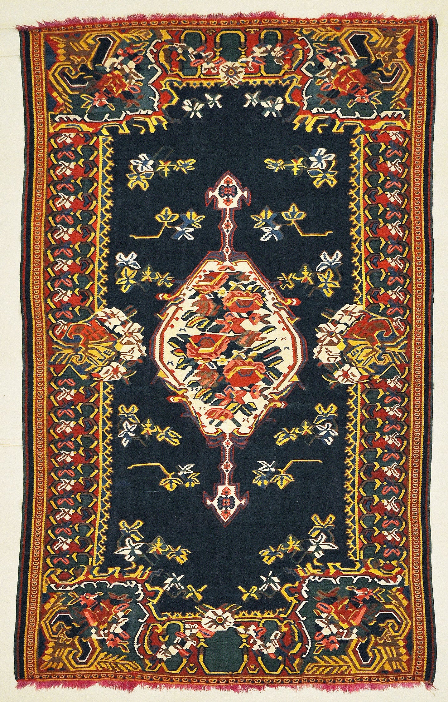 30087 Antique Persian Finest Silk Bijar Kelim with multiple color Silk Foundation