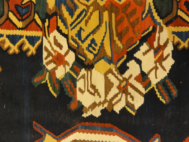 30087 Antique Persian Finest Silk Bijar Kelim with multiple color Silk Foundation