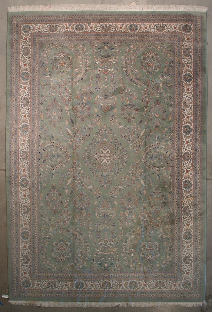 28285 Finest Kashmiri Kashan rug in green