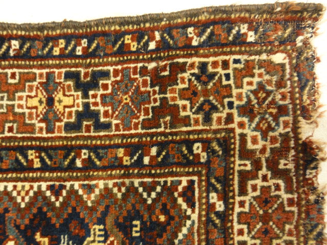 30072 Antique Persian Kahmseh Chicken Rug