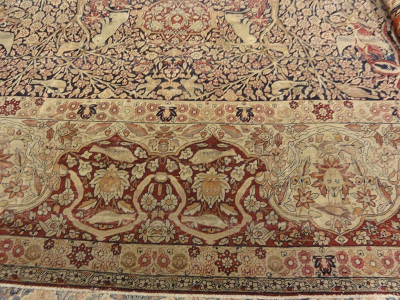 28271 Rare important Kermanshah in a Safavid Design with Garden of Paradise and wild animls and Mythical creatures and dragons. woven ca.1850 or earlier