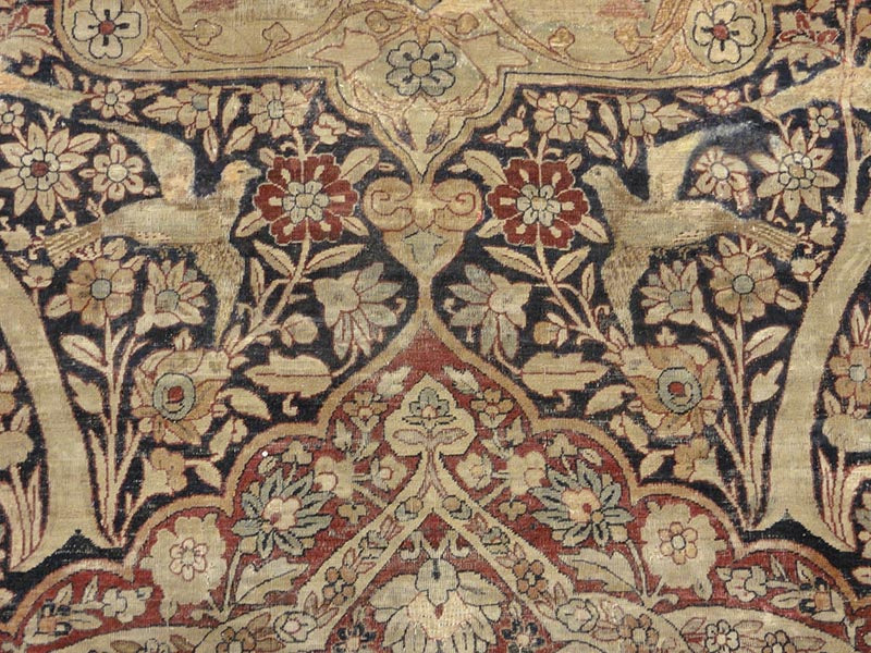 28271 Rare important Kermanshah in a Safavid Design with Garden of Paradise and wild animls and Mythical creatures and dragons. woven ca.1850 or earlier
