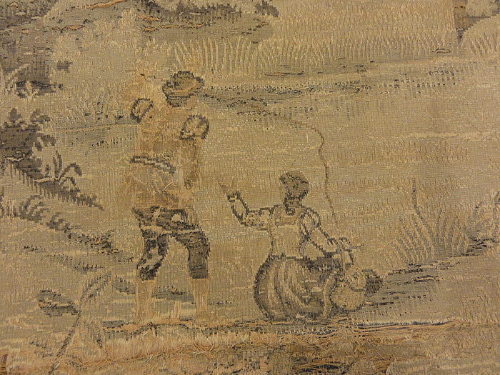 27167 Antique Belgium tapestry with condition issues