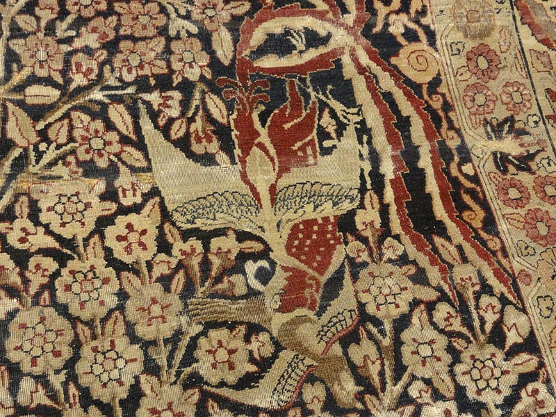 28271 Rare important Kermanshah in a Safavid Design with Garden of Paradise and wild animls and Mythical creatures and dragons. woven ca.1850 or earlier