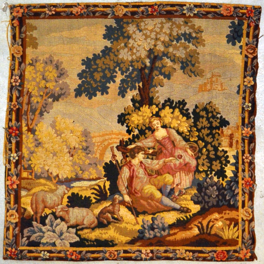 27189 antique Needlepoint Tapestry hanging