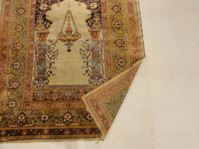 30037 Antique Silk Turkish Prayer Rug ca.1850