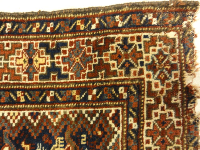 30072 Antique Persian Kahmseh Chicken Rug
