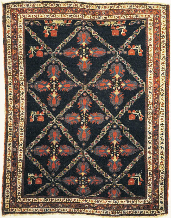 29858 Rare Antique lettuce Afshar Rug ca.1880
