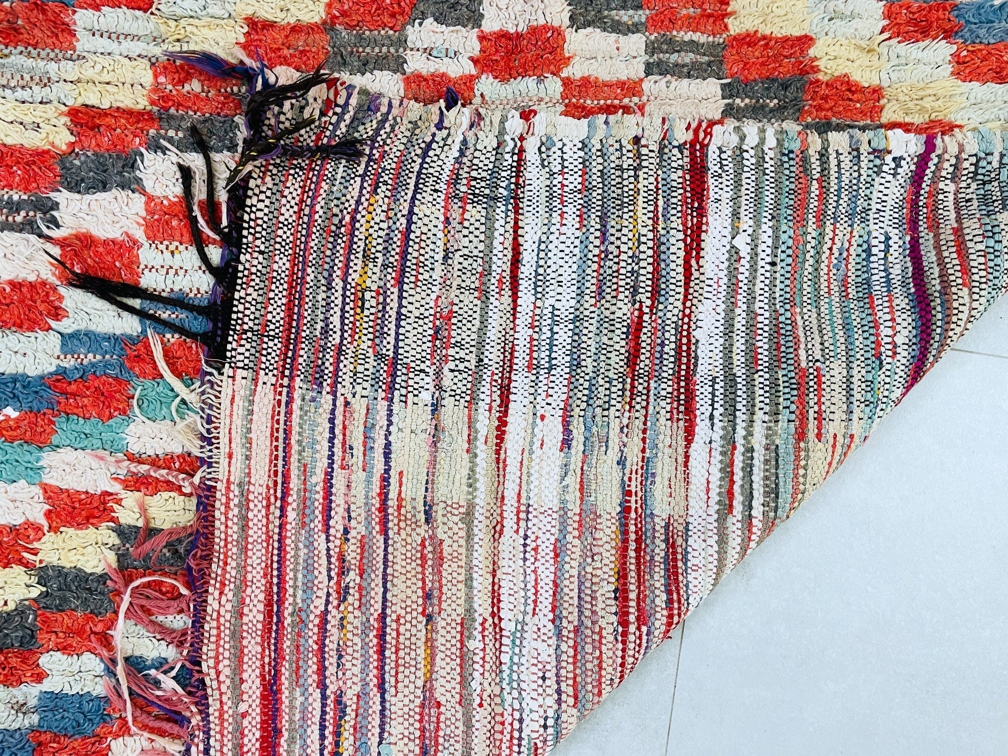 Moroccan Boucherouite Rug 3x6 ft - N7211