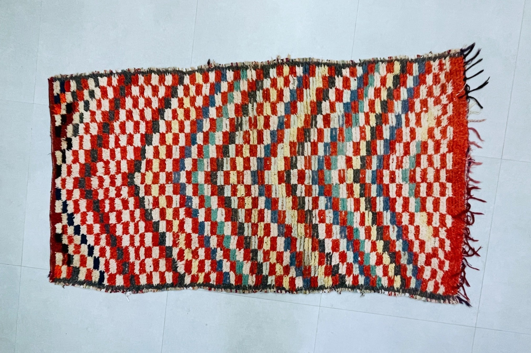 Moroccan Boucherouite Rug 3x6 ft - N7211