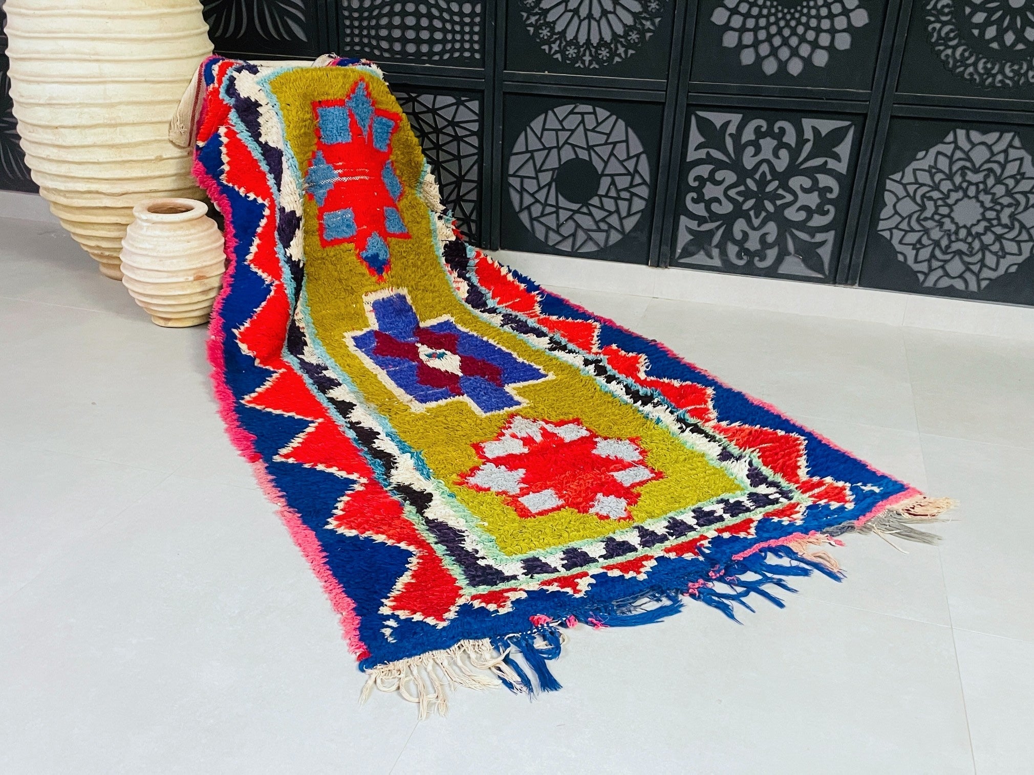Colorful Moroccan Boucherouite Rug 4x8 - TB19