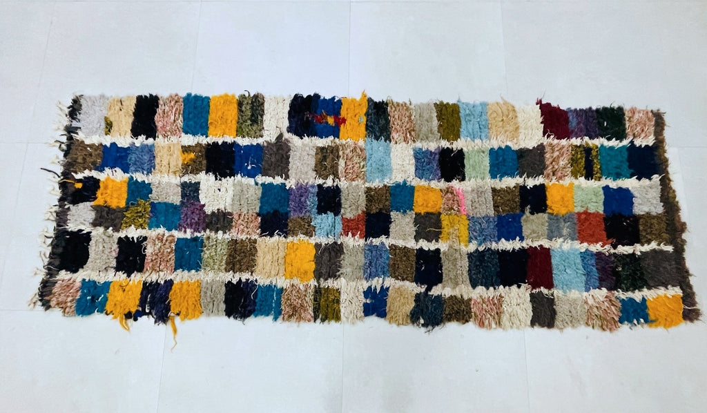 Moroccan Boucherouite Rug 3x9 ft - TB25