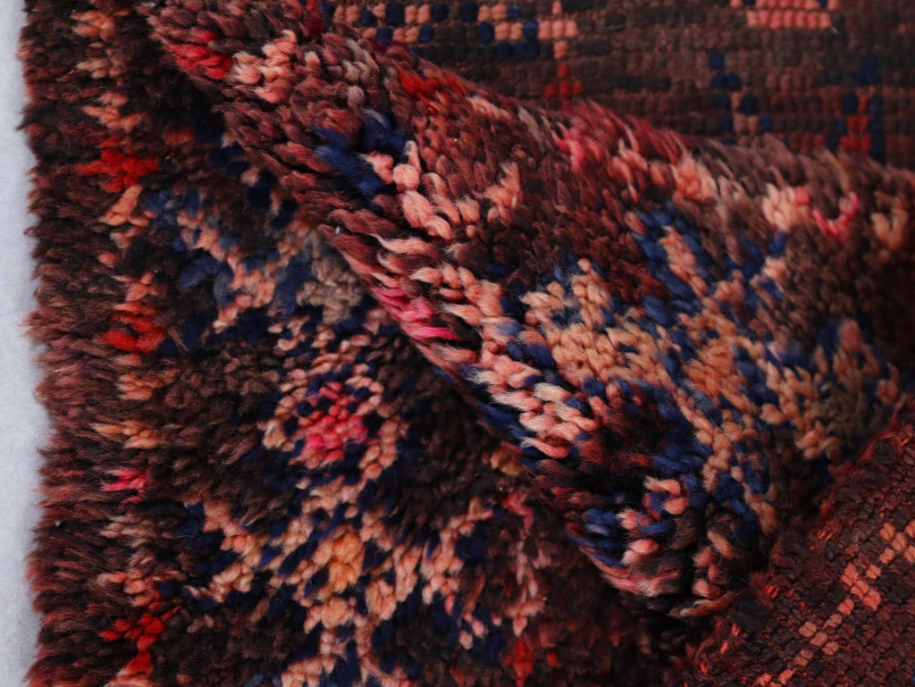 Rich Red & Orange Handwoven Wool  Moroccan Rug  5x11 - C70