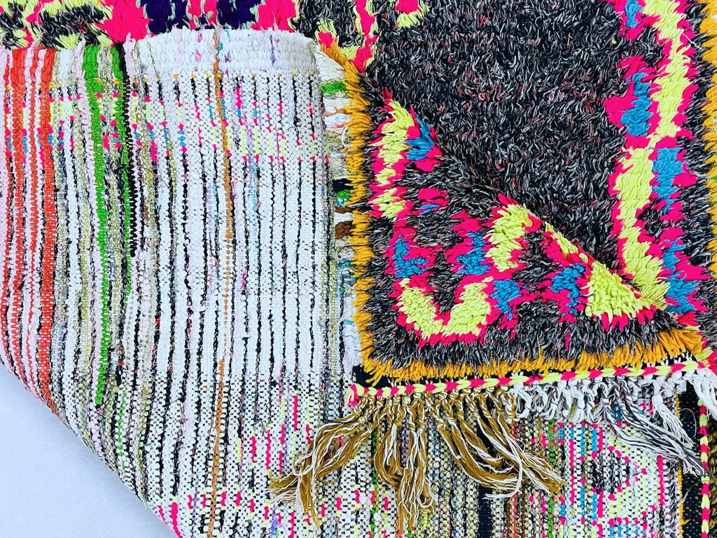Moroccan Boucherouite Rug 3x8 ft - N7210
