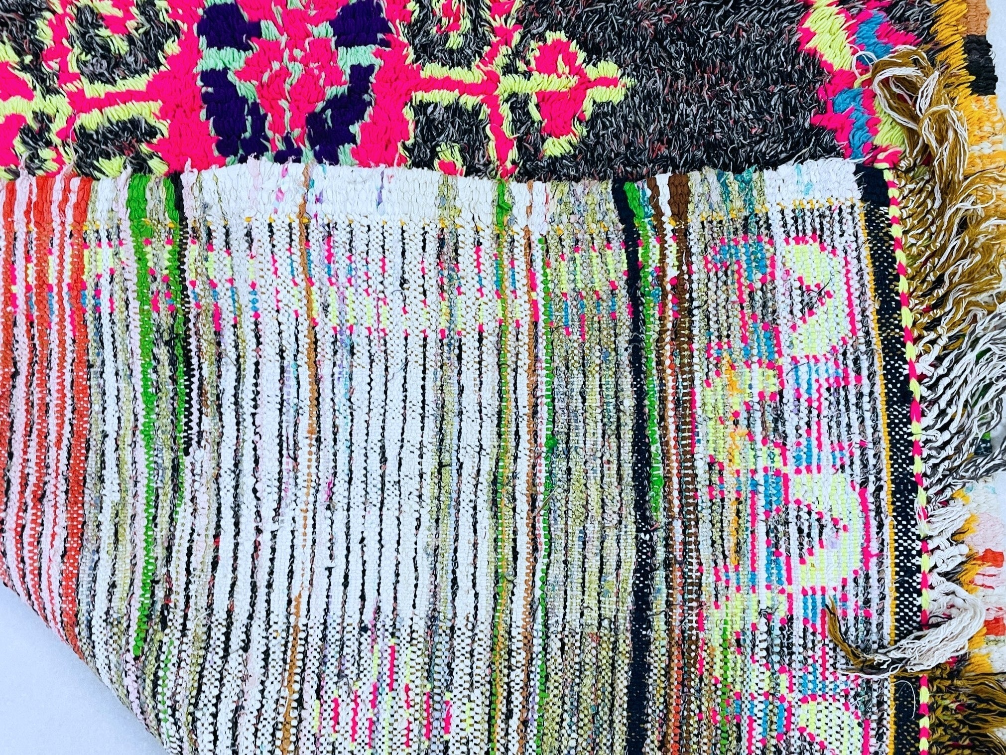 Moroccan Boucherouite Rug 3x8 ft - N7210