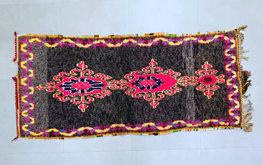 Moroccan Boucherouite Rug 3x8 ft - N7210