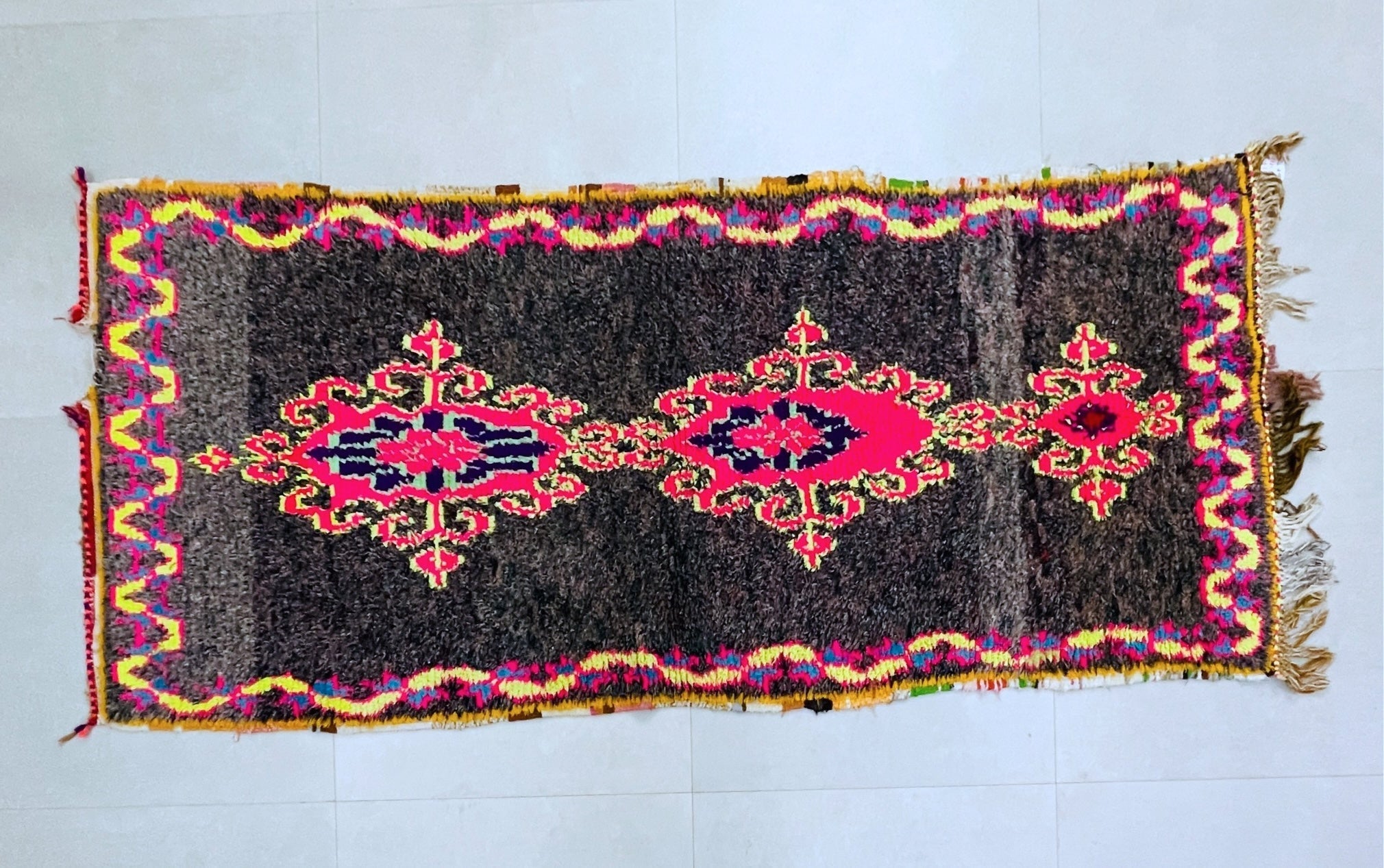 Moroccan Boucherouite Rug 3x8 ft - N7210