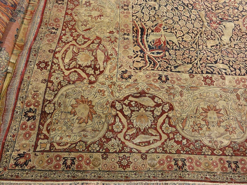 28271 Rare important Kermanshah in a Safavid Design with Garden of Paradise and wild animls and Mythical creatures and dragons. woven ca.1850 or earlier