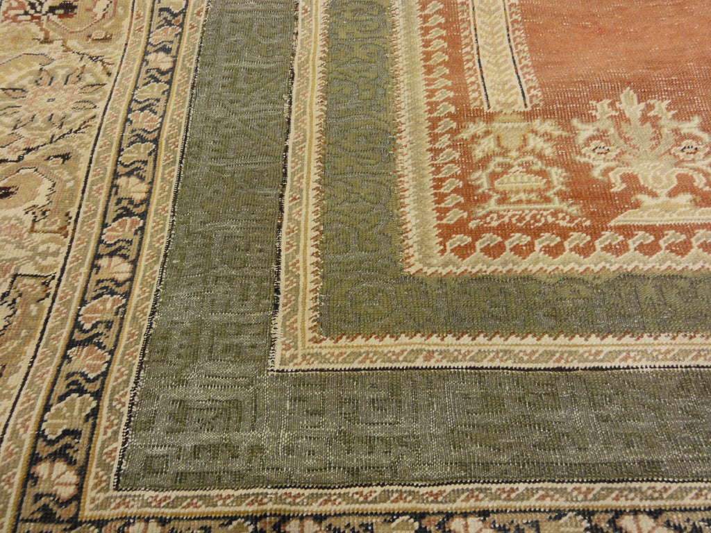 30126 Unique Antique Turkish Silk Prayer Rug with Two Metal Thread Scripts 30126